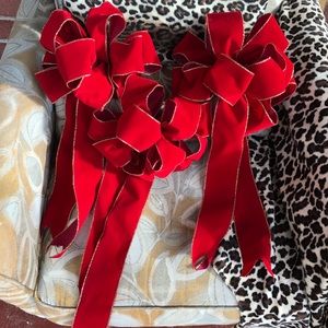 3 Pack Velvet Red & Gold Christmas Bows